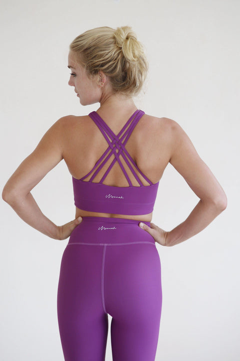 Moonah Wear purple yoga top and super high rise yoga leggings