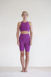 Purple high waist biker shorts & top