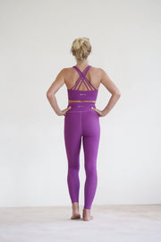 High and cross waist yoga leggings in purple by Moonah Wear